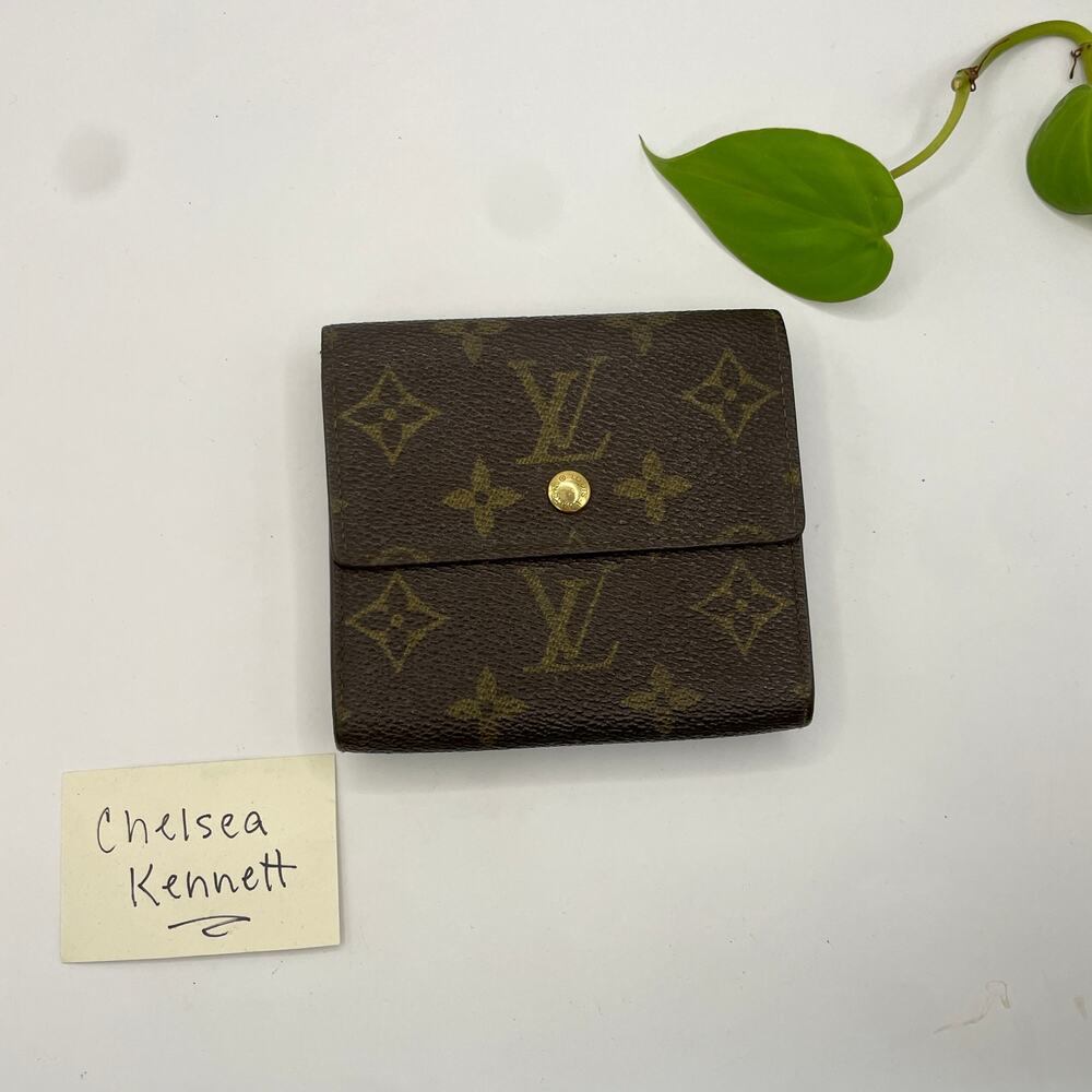 Louis Vuitton Monogram Canvas Square Elise Monogram Wallet Double Sided 0050